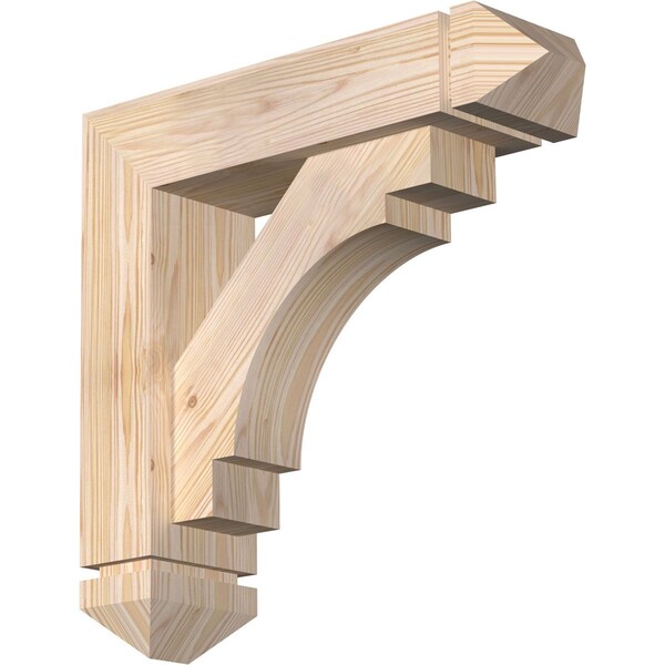 Ekena Millwork Merced Arts and Crafts Smooth Bracket w/ Offset Brace, Douglas Fir, 5 1/2"W x 20"D x 20"H BKT0604X20X20MRC03SDF - main
